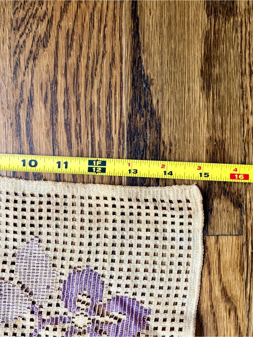Vintage Handmade Crochet Runner with Lavender Floral Design